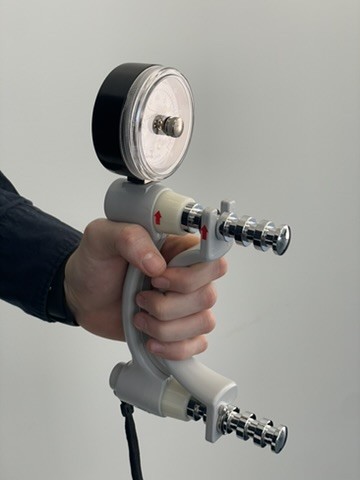 Handheld equipment used during physiotherapy assessment